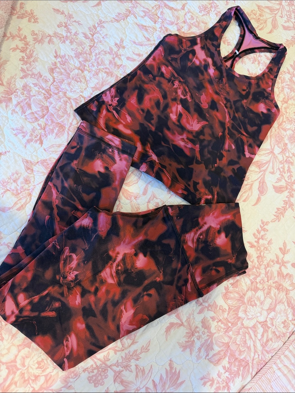 lululemon athletica Pink and Black Tie-Dye Active Set